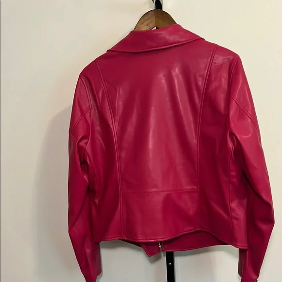 Torrid Pink Faux Leather Moto Jacket, Size 2 - Picture 5 of 8